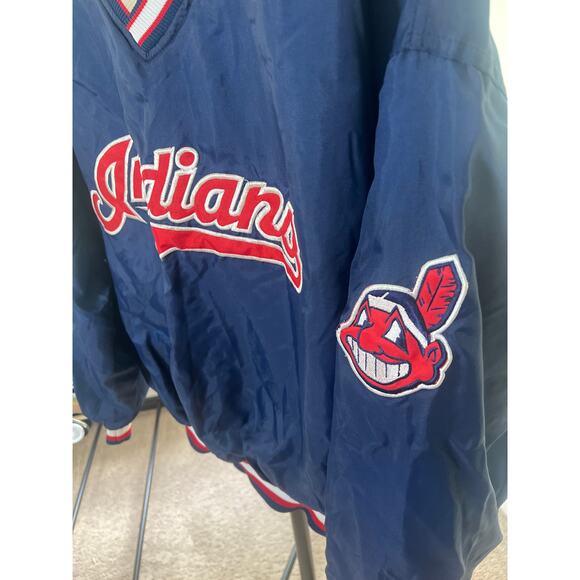 Vintage Starter MLB Cleveland Indians Pullover Jacket Navy XL - Picture 3 of 7
